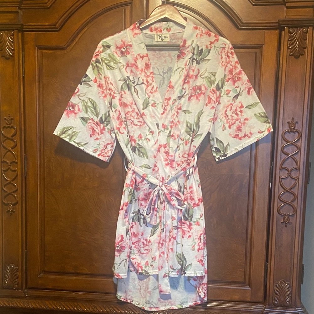 Show Me Your MuMu Brie Floral Rose Robe with Belt Tie One Size